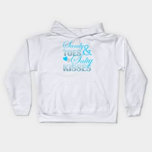 Preppy turquoise beach typography Sandy Toes Salty Kisses Kids Hoodie